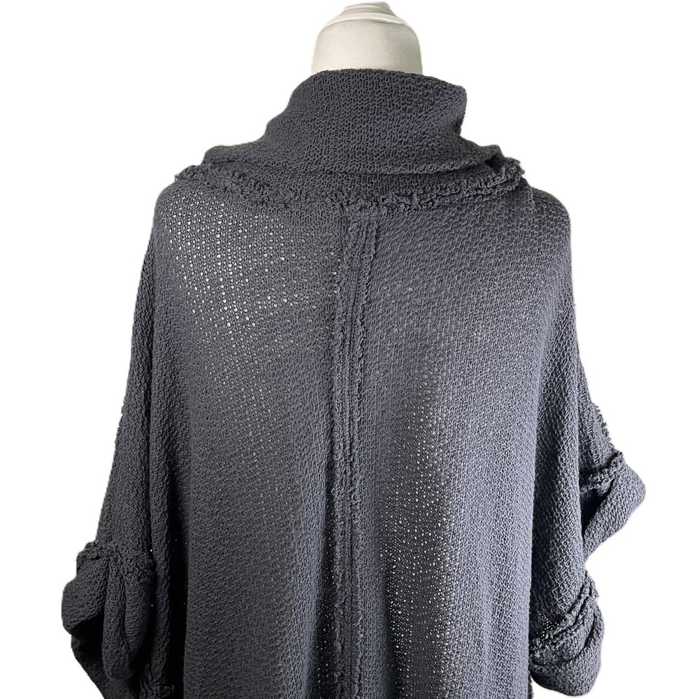 We The Free XS So Comfy Tee Sweater Charcoal Gray Knit Cowl Neck Slouchy Top - Picture 11 of 14